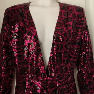 Topshop X Halpern Cheetah Shiny Sequin Dress US6